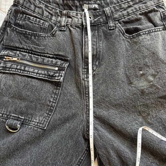 Hot Topic | 7 | Black Washed Wide Leg Cargo Jeans | Distressed Grunge Alt Pants - Picture 12 of 13